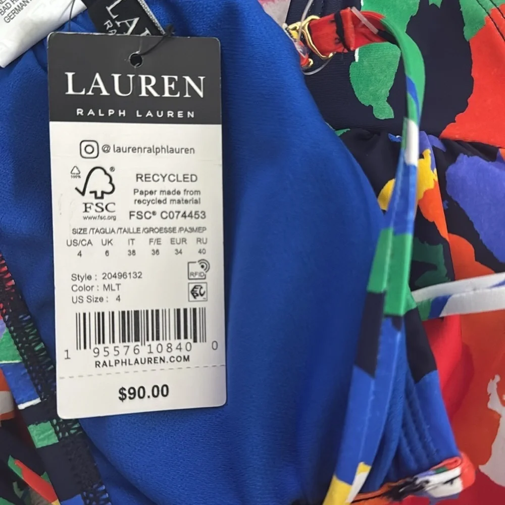Lauren Ralph Lauren Women's Printed V-Wire Bandeau Bikini Top NWT size 4 - Picture 4 of 9